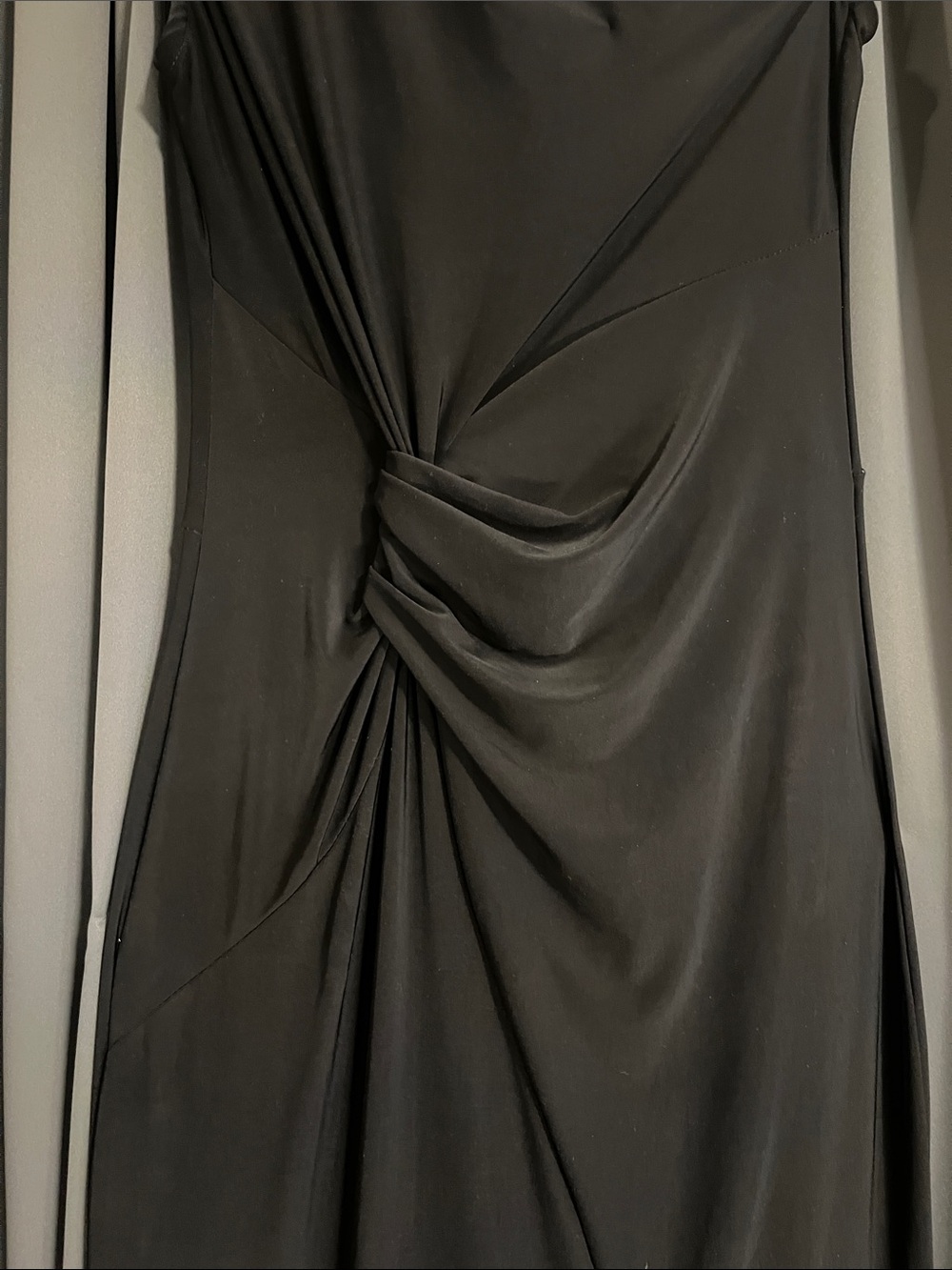One-Shoulder Black Ruched Evening Dress - Picture 6 of 9